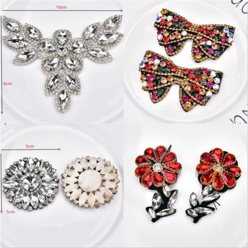 Rhinestone Butterfly Applique Cloth Sticker Beautiful Flower Bridal Wedding Party Shoes Accessories Diy Crystal Bag Decorations