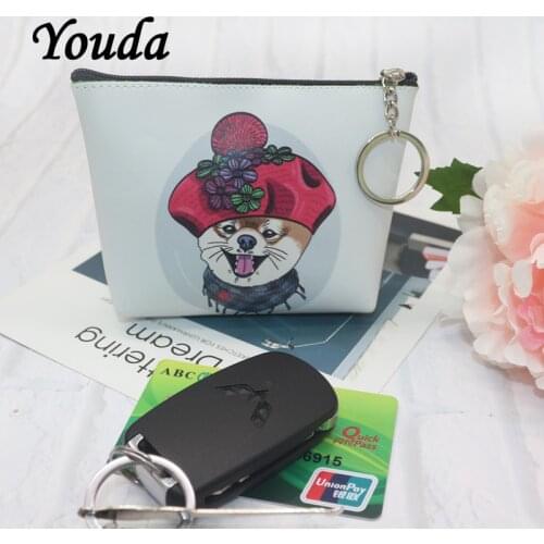 Youda Cartoon Dog Pouch Key Holder Bag Pu Material Coin Purses Womens Small Change Money Bags Pocket Wallets Mini Pouch
