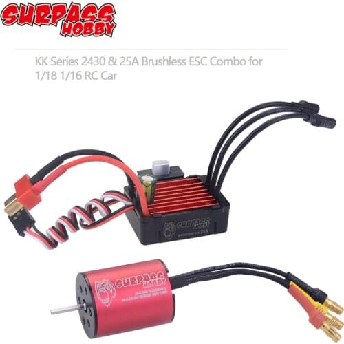 SURPASSHOBBY KK Waterproof Combo 2430 5800KV 6300KV 8200KV Brushless Motor w/25A ESC for 1:16 1:18 GTR/Lexus RC Drift Racing Car