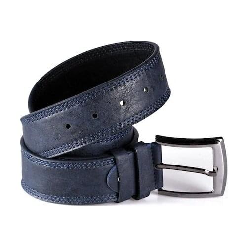 Navy blue Triple Stitched 4cm Denim And Canvas Belt Trace Does Not