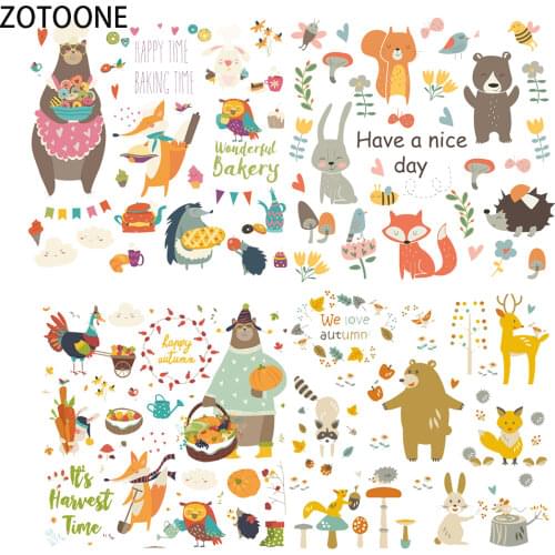 ZOTOONE Cute Animal Diy Patch for Clothes Iron-on Transfer on T-shirt Washable Stickers Applique on Clothing Heat on Kids' Craft