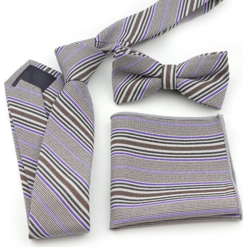 Slim Tie Set Designer Skinny Red Blue Plaid British Style Pocket Square Handkerchief Butterfly Bow Tie Ties Set Lots