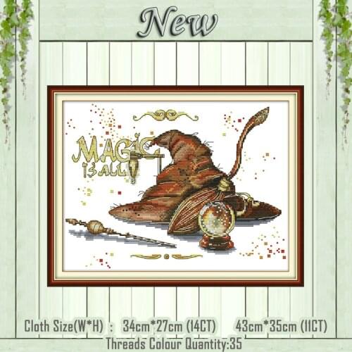 Magic props cartoon diy decor paintings counted printed on the canvas DMC 11CT 14CT kits Cross Stitch embroidery needlework Sets