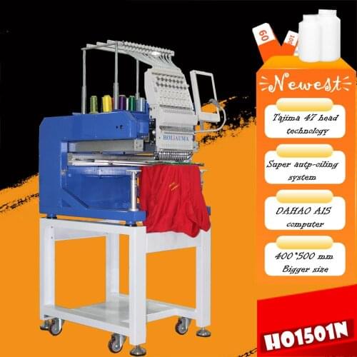 Hot sale commercial 15 colors single head computer embroidery machine price for cap/t-shirt/flat in large