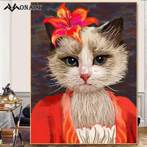 Funny Cute Clown Cat Red Clothes Kimono Gentleman Cat Animal Poster Canvas Paintings on The Wall Art Anime Posters Home Decor