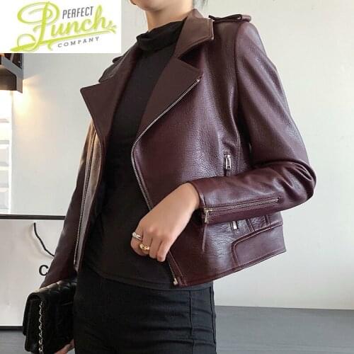 Women 2021 Sheepskin Genuine Coat Spring Autumn Short Vintage Motorcycle Jacket Slim Fit Korean Leather Coats KJ