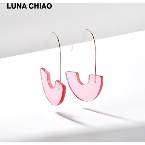 LUNA CHIAO Spring Summer Bright Color Transparent Acrylic Hoop Earring Clear Resin Drop Earrings Jewelry for Women