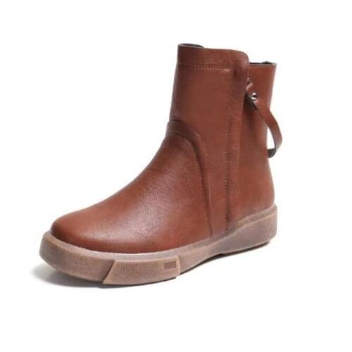 New Genuine Leather Boots Women Winter Warm Solid color Sneakers Platform Snow Boots Women Ankle Boots black women Shoes