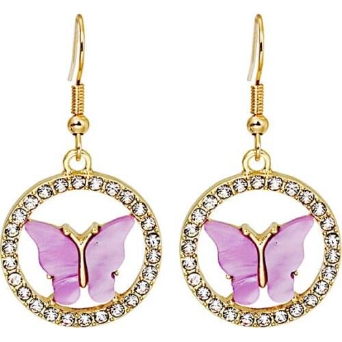 European French Circle Hollow Earrings Womens Fashion Round Butterfly Ear Ring Pendant Korean Earrings 2020 Jewelry For Girls