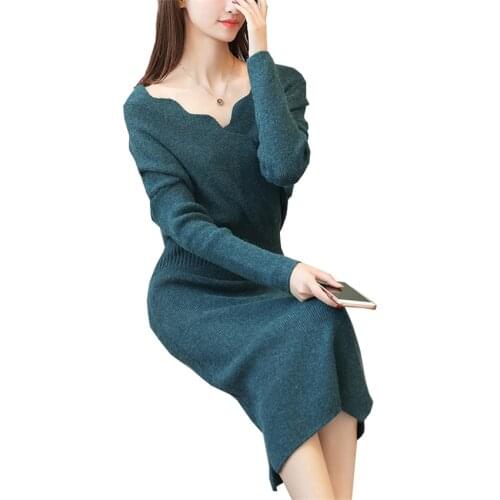 New Autumn Winter Fashion Women Cape Collar Neck Knitted Dress Slim Elegant Knitted Sweater Pullover lady Bodycon Dresses WZ050