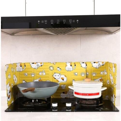 1PC Aluminum Oil Baffle Foldable Oil-Proof Splash-Proof Foil Baffle Heat Insulation Proof Scalding Gas Stove Baffle Kitchen Tool