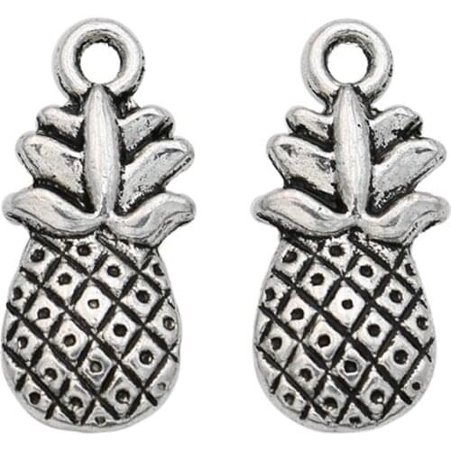 15pcs Tibetan Silver Plated Zinc Alloy Pineapple Charms Pendants for Jewelry Making DIY Handmade Craft 19x9mm