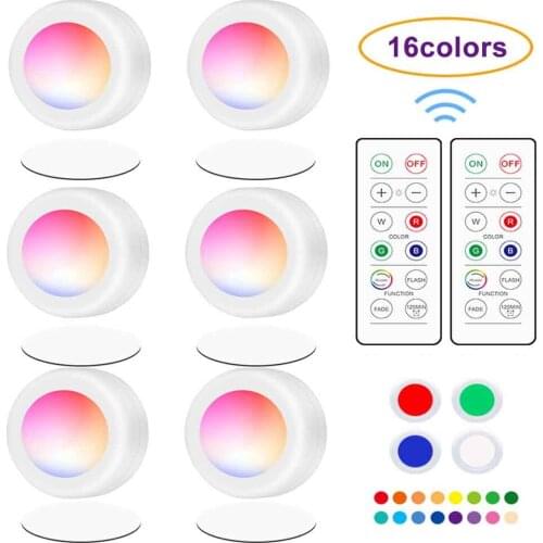 16 Colors RGB Under Cabinet Lights Dimmable LED Night Lights Portable Cabinet Kitchen Closet Lamps with Remote & Touch Control