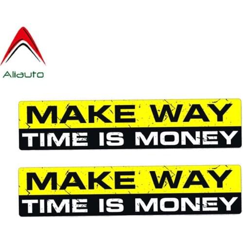 Aliauto 2 X Warning Car Stickers Make Way Time Is Money Cover Scratch Accessories PVC Decal for Hyundai Creta VW Beetle,15cm*3cm
