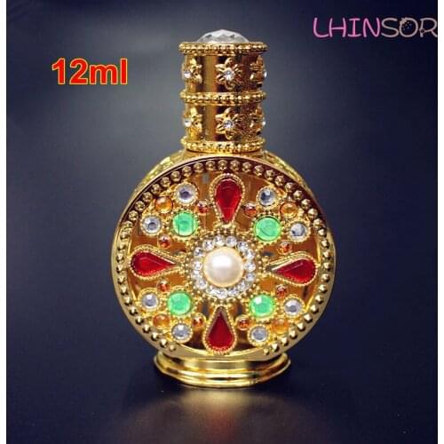 2pcs/lot 12ml Arabic Style Vintage Metal Containers Doterra Essential Oils Bottles Antiqued Perfume Bottle with Glass Dropper