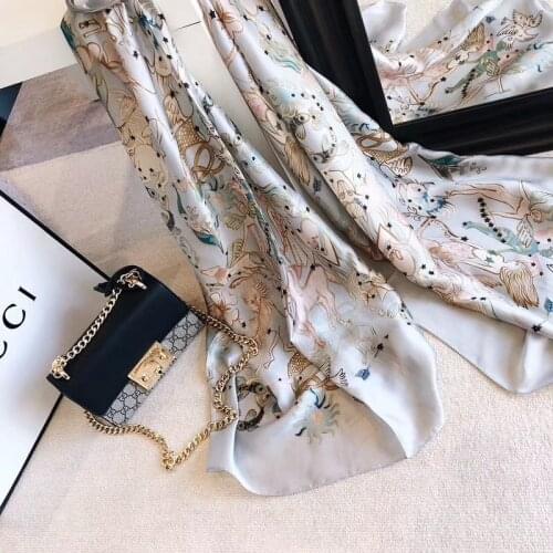 2020 Designer Luxury Brand Women Silk Scarf 12 Constellations Shawls and Wraps Bandana Bufanda Foulard Beach Stoles Pashmina