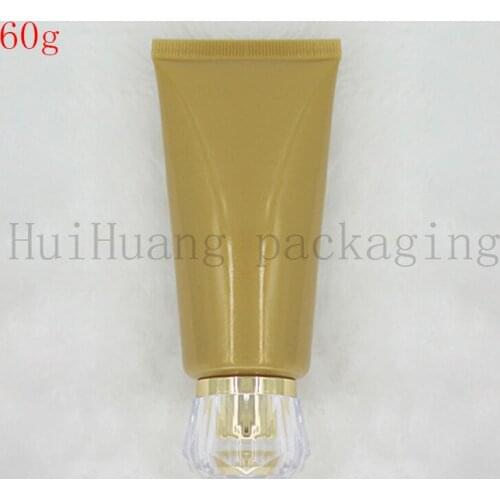 30pcs 60g Empty Gold Soft Refillable Plastic Lotion Tubes Squeeze Cosmetic Packaging, Facial cream Screw cover hose