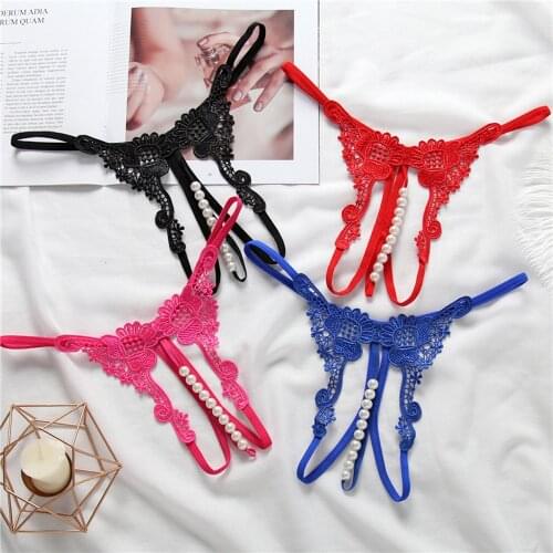 5pcs/lot Sexy women Panties hollow beading thongs female Underwear sex girl G-strings pearl briefs open bragas fashion new2200p5