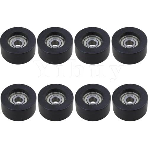 8 x Flat Sealed Pulley Black Guide Pulley Ball Bearing 0.8 x 4 x 2 cm