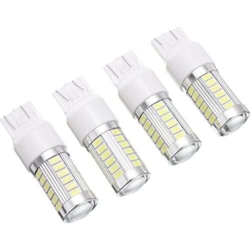 New 4PCS T20 7440 W21W 33LED 12V Car Brake Light Reverse Backup Bulbs with Canbus Load Resistors Brake Signal Light