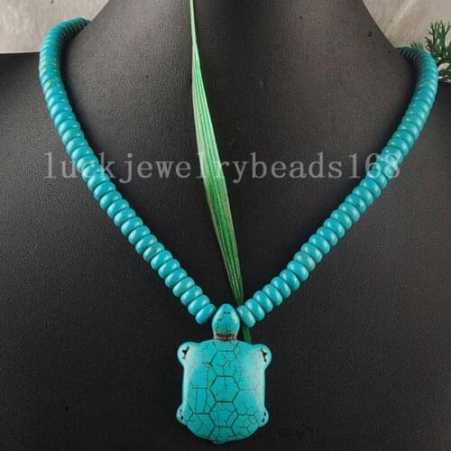 Free Shipping Fashion Jewelry Blue Howlite Beads Necklace 19" FG5250