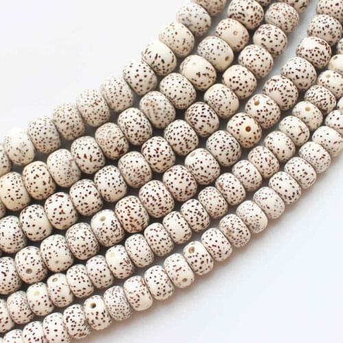 Natural Original White Star Moon Lotus Bodhi Seeds Strand 108+6 Barrel Beads 7mm 8mm 9mm 10mm BRO900