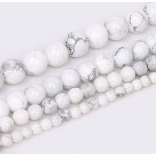 4 6 8 10mm Natural Stone Beads White Howlite Turquoises Round Loose Beads For Jewelry Making DIY Bracelet Necklace