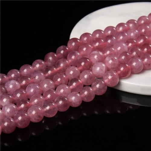 6 8 10mm Strawberry Quartz Round Stone Beads Smooth Loose Spacer Beads For Jewelry DIY Making Bracelet Accessories Supply 15