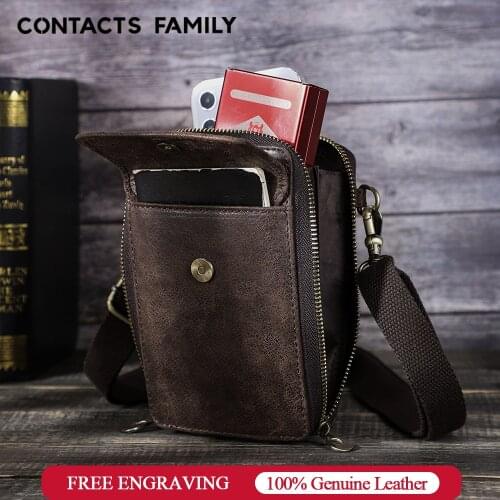 Crossbody Phone Case Bag Leather Shoulder Man With Pocket Belt Messenger Waist Hook Pack Wallet Handbag Money Pockets Small Bag