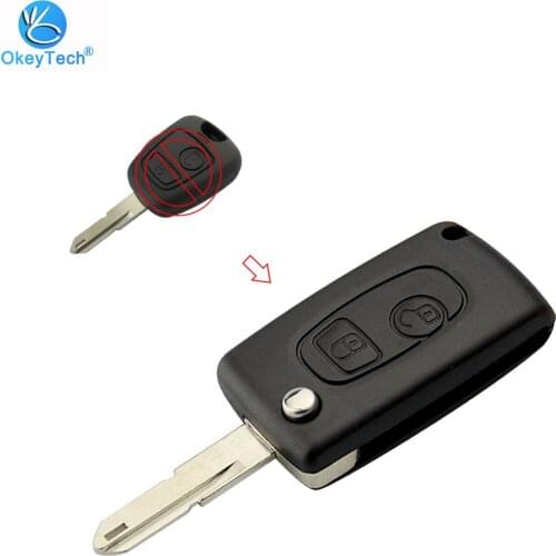 OkeyTech For Peugeot 206 306 406 Blade For Citroen C2 C3 Xsara Picasso Modified Key Shell 2 Button Flip Folding Cover Case Fob