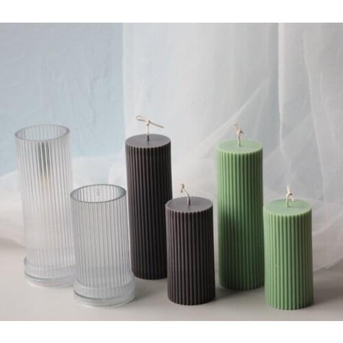 Home Party Decor Wedding Decor Acrylic Mold Rack Cylindrical Candle Mold Stripe Decoration Candle Scented DIY Candle Mold