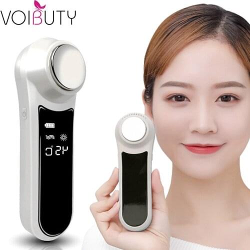 Electric Hot Cold Face Skin Tighten Lifting Massager Thermal Ice Therapy Shrink Pores Wrinkle Removal Machine Beauty Care Tool