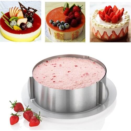 Stainless Steel Cake Mould Maker Cake Mould Round Mold Bakery Tool Cookware Cake Maker Circle Adjustable Cake Moulding Kit 1pcs