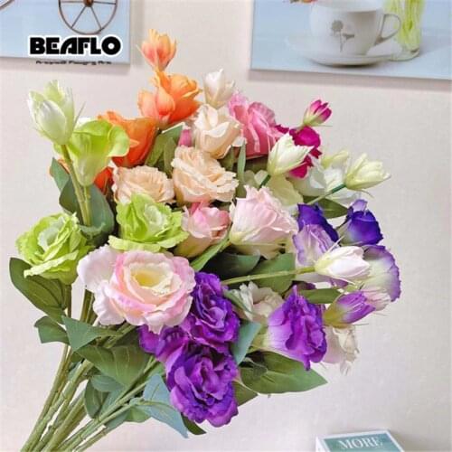 65cm 4 heads Artificial Eustoma silk flowers Gradiflorus European fake flores Flower for Home Garden Wedding Decoration