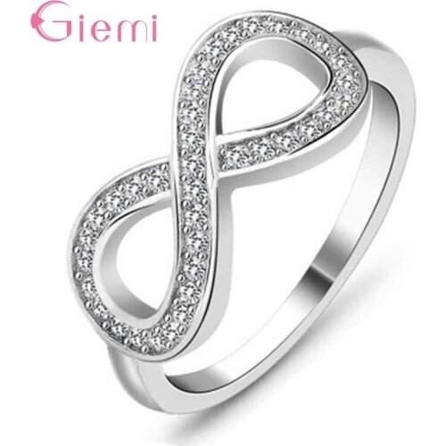 Simple Sweet Infinity Anniversary Cubic Zirconia Rings 925 Sterling Silver Rings for Women Jewelry Fine Jewelry Gift Supplies