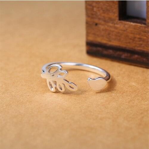 2019 new korean style cute hollow leaf heart adjustable women ring wedding ring set ethic jewellery KJZ0040