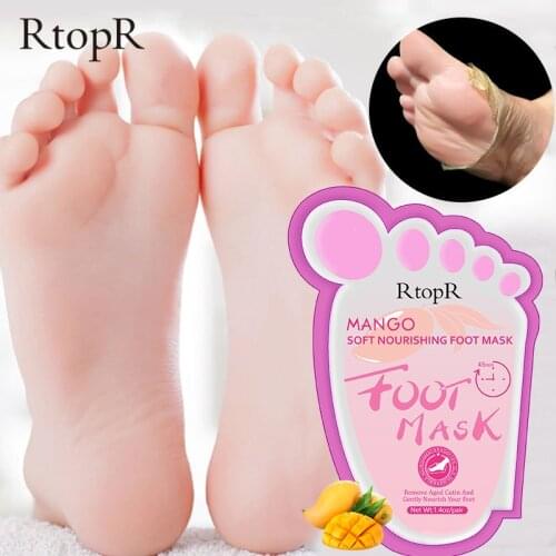 1Bag Mango Foot Mask Peel Dead Whitening Moisturizing Exfoliating Renewal Pedicure Remove Dead Skin Heel Socks Peeling Foot Care