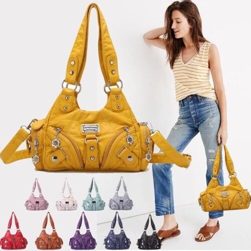 Women Fashion Vintage Cross Body Bag Soft Leather Bags Shoulder Bags Ladies Handbags Tote Purse Bag Large Pockets