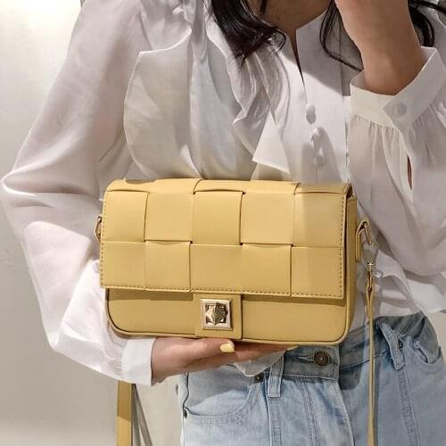 Fashion Women Pu Leather Shoulder Bag High Quality Ladies Weave Crossbody Bags for Women Designer Female Handbags Messenger Bags