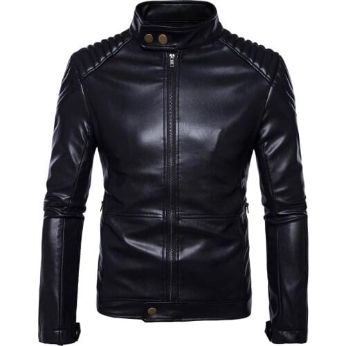 MRMT 2021 brand mens jacket slim pu leather mens jacket zip collar stand casual leather jacket coat clothing