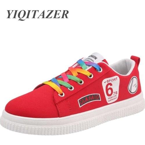 YIQITAZER 2018 Men Casual Shoes adult Spring autumn Classic Fashion Male Lace up Flats Comfortable Couple Canvas Shoes Man