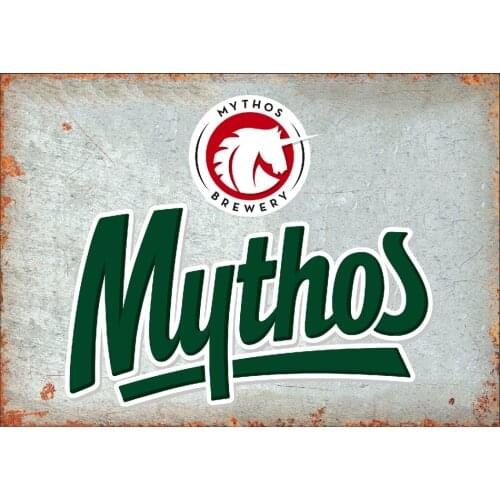 Mythos Greek beer pub bar man cave beach metal wall decor sign plaque holiday