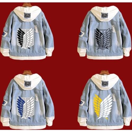 New Fashion Denim Jacket Attack Giant Jeans Jacket Scout Cosplay Denim Jacket Fall Hooded Sweatshirt Jacket Coat
