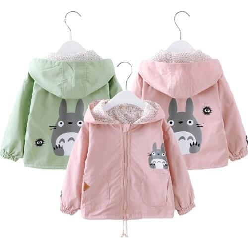 Toddler Kids Coats Cartoon Totoro Hoodies Windbreaker For Girl Spring Autumn Children Cute Outerwear Girls Birthday Present