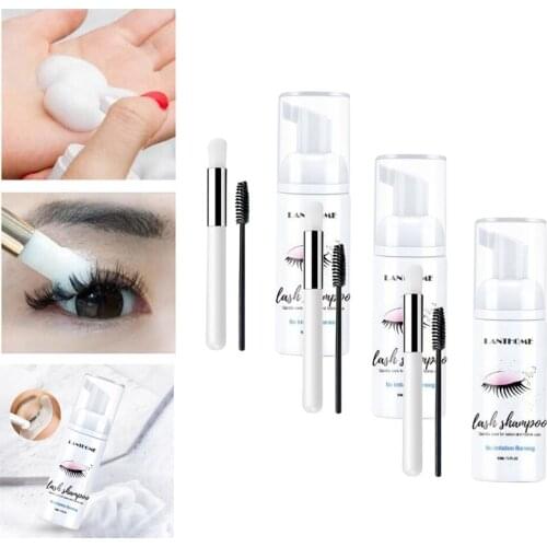 3x Eyelash Extension Shampoo 50ml Foam Cleanser Foaming Remover Gentle Cleansing Mousse Foam No Stimulation Makeup Clean