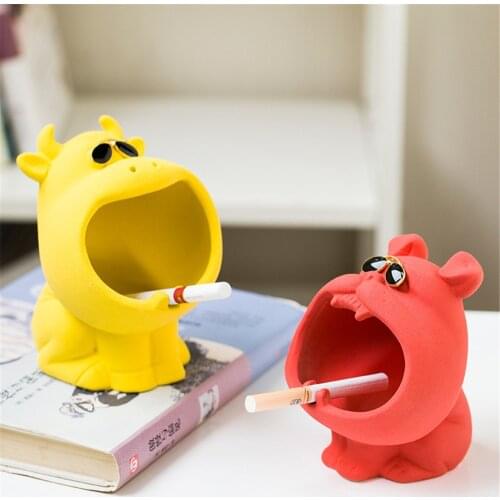 Cartoon Dog Ashtray Ceramic Animal Handicraft Creative Frog Desktop Home Ornaments Mens Gift Home Cigarette Accessories Tools