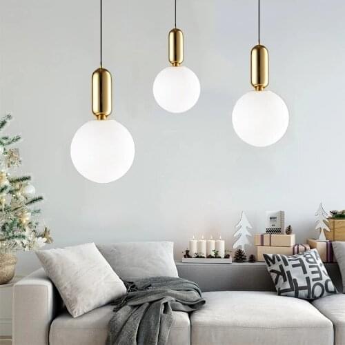 Modern Nordic Glass Ball Pendant Lights Gold/white/black Hanging Lamps Led Lamp for Living Room Bedroom Restaurant Light Fixture