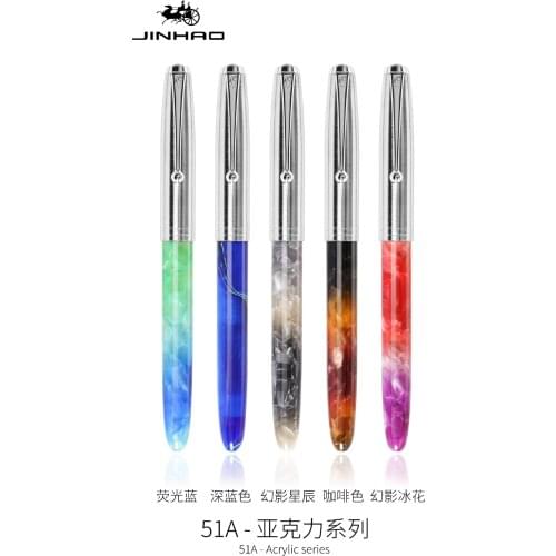 Jinhao 51A Acrylic/Wood Fountain Pen Ink Pen Calliggraphy Pens EF/F/Handmade Replacement Nib Stationery Office school supplies