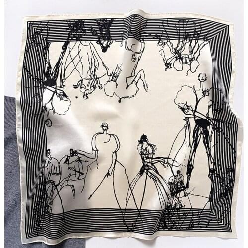 Pure Silk Scarf Women 60cm Satin Neck Hair Print Square Scarves Echarpes Foulards Femme Wrap Bandanas FJ478