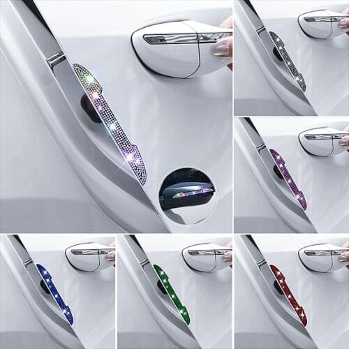 Bling 4pcs Car Sticker Door Edge Guards Trim Molding Protection Strip Scratch Protector For Women Auto Car